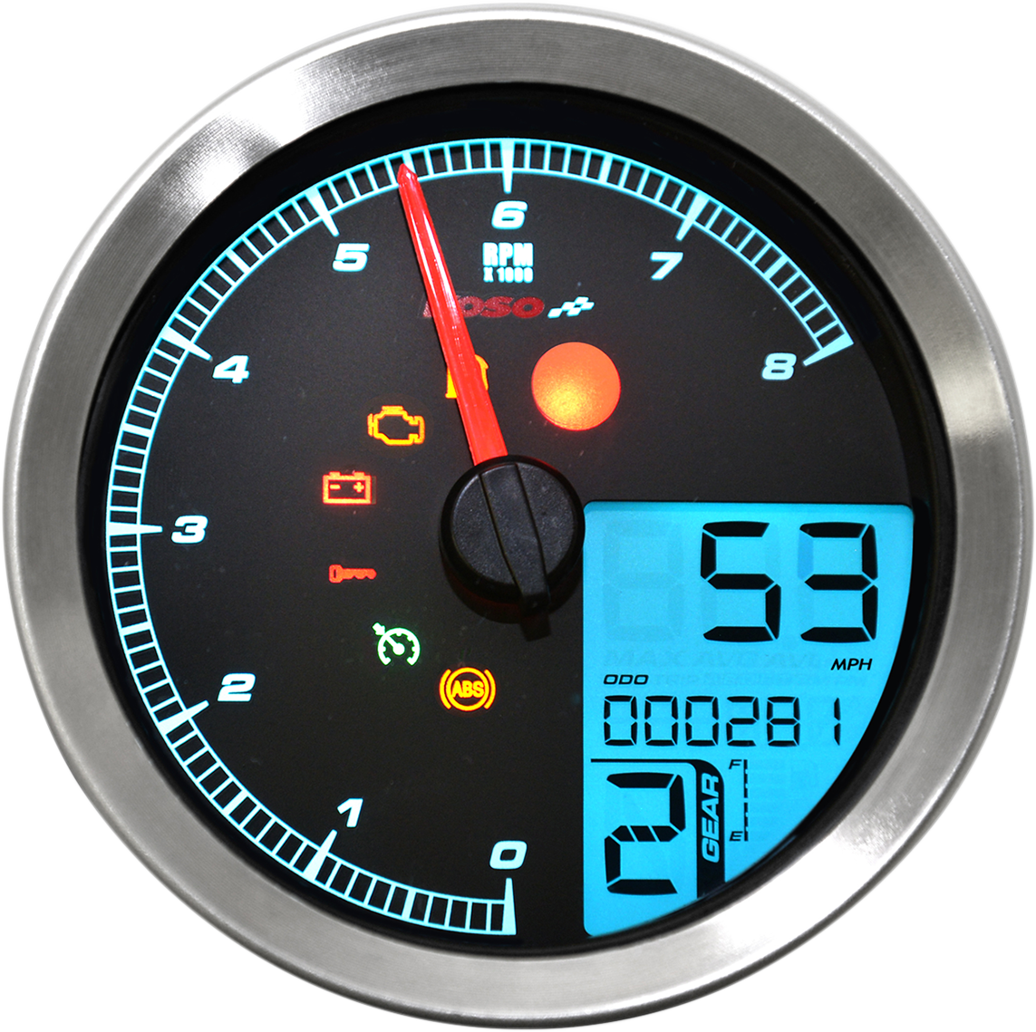 KOSO NORTH AMERICA Multi-Function Speedometer/Tachometer - HD-04 - Chrome BA051221