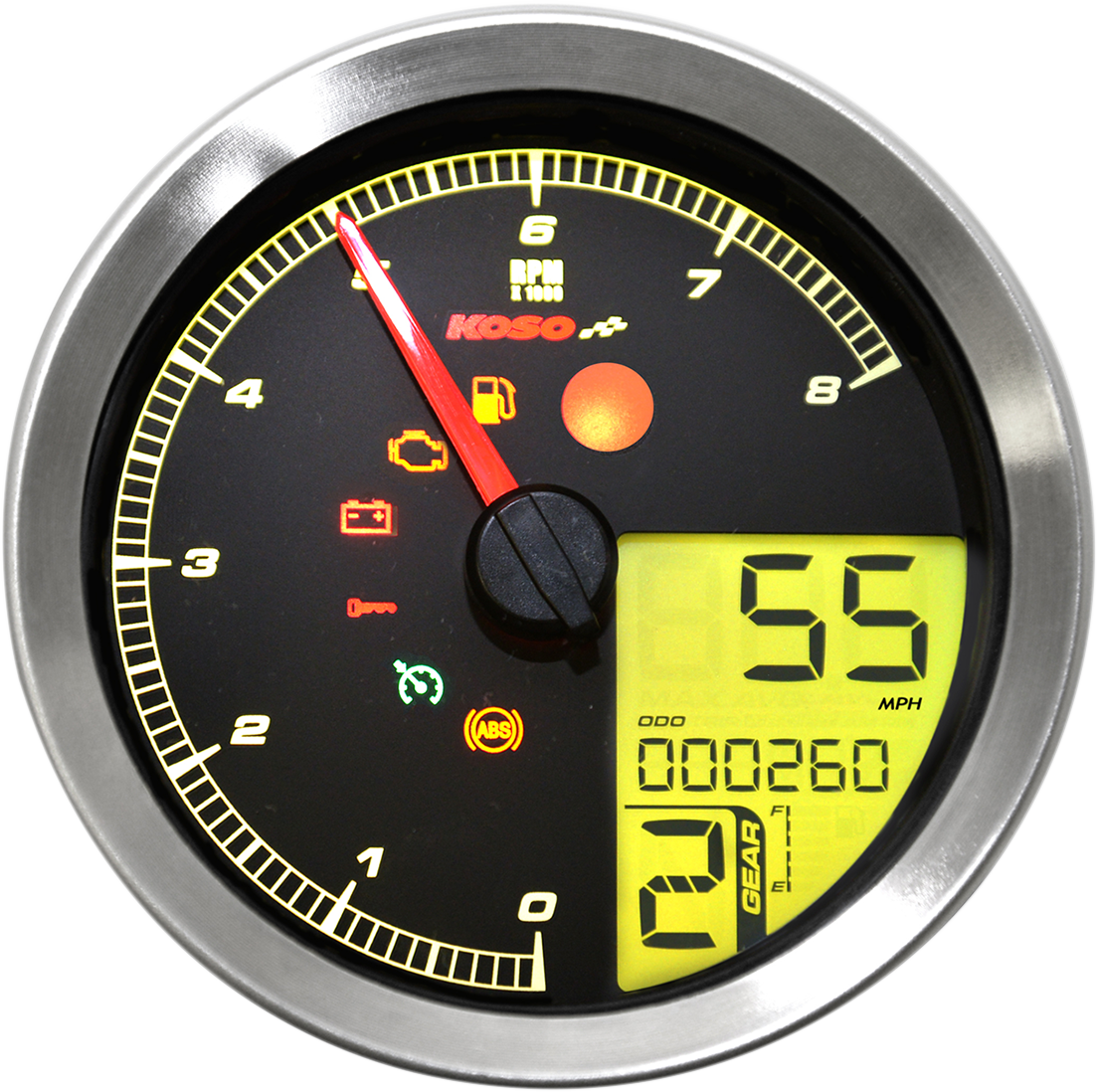 KOSO NORTH AMERICA Multi-Function Speedometer/Tachometer - HD-04 - Black BA051231