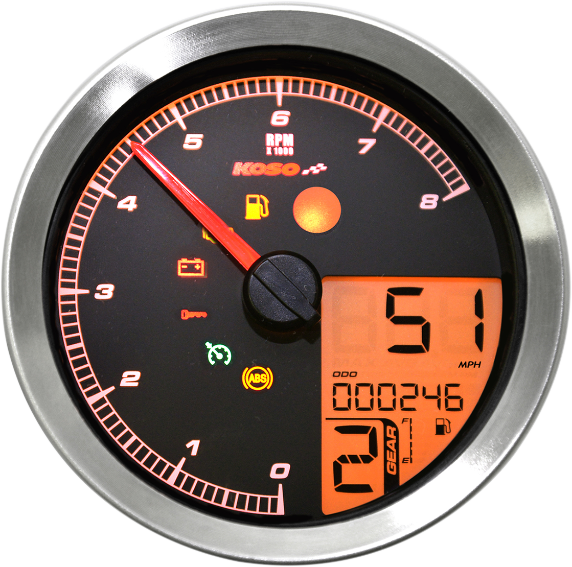 KOSO NORTH AMERICA Multi-Function Speedometer/Tachometer - HD-04 - Black BA051231