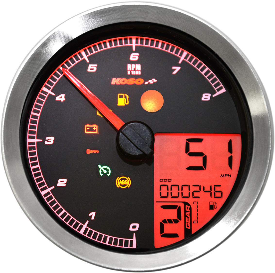 KOSO NORTH AMERICA Multi-Function Speedometer/Tachometer - HD-04 - Black BA051231