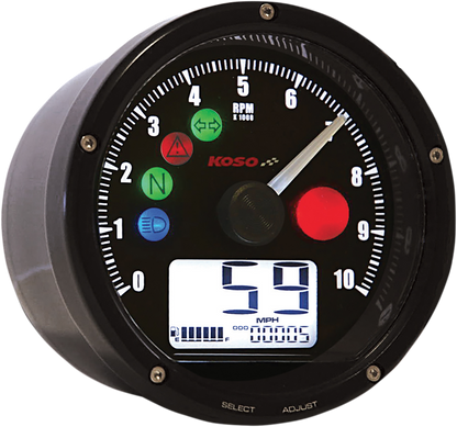 KOSO NORTH AMERICA TNT-01 Electronic Speedometer/Tachometer - Black Face - Black Housing - 3" Diameter x 1.75" D BA035K00-HD