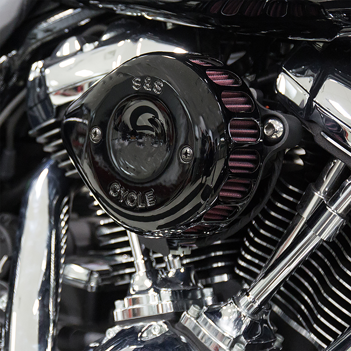 S&S CYCLE Mini Teardrop Stealth Air Cleaner Kit - Gloss Black 170-0436C