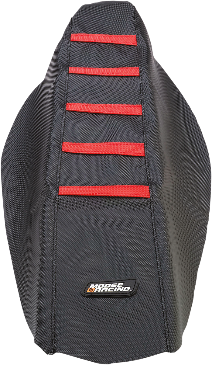 MOOSE OFFROAD Ribbed Seat Cover - Black Cover/Red Ribs - Honda CRF250/450 '13-'17 CRF45013-331RT