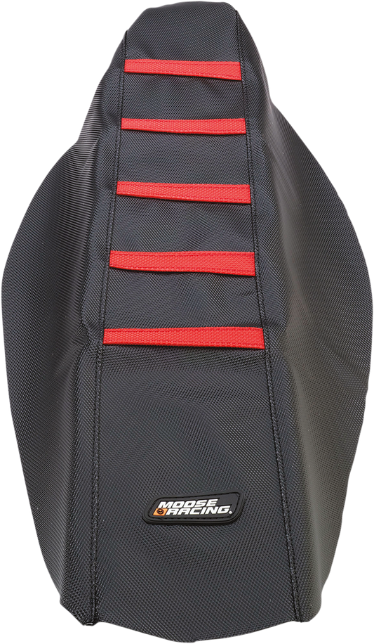MOOSE OFFROAD Ribbed Seat Cover - Black Cover/Red Ribs - Honda CRF250/450 '13-'17 CRF45013-331RT