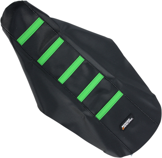 MOOSE OFFROAD Ribbed Seat Cover - Black Cover/Green Ribs - Kawasaki KX '14-'25 KX8514-33RT