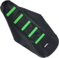 MOOSE OFFROAD Ribbed Seat Cover - Black Cover/Green Ribs - Kawasaki KX '14-'25 KX8514-33RT