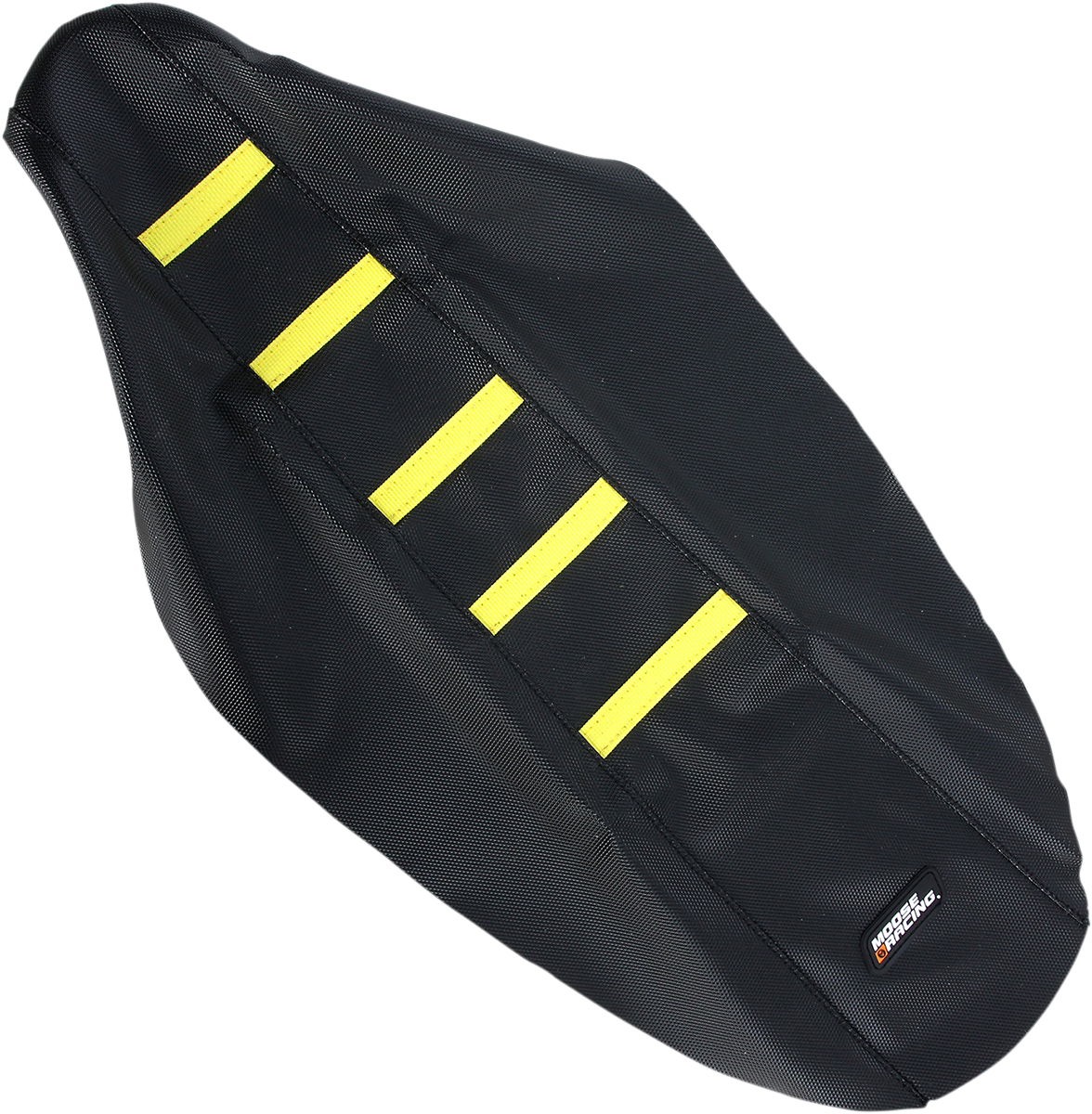 MOOSE OFFROAD Ribbed Seat Cover - Black Cover/Yellow Ribs - Suzuki RMZ250 '10-'18 RMZ25010-331RT