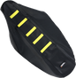 MOOSE OFFROAD Ribbed Seat Cover - Black Cover/Yellow Ribs - Suzuki RMZ250 '10-'18 RMZ25010-331RT