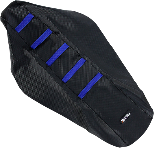 MOOSE OFFROAD Ribbed Seat Cover - Black Cover/Blue Ribs - Yamaha YZ125/250 '02-'21 YZ12502-332RT