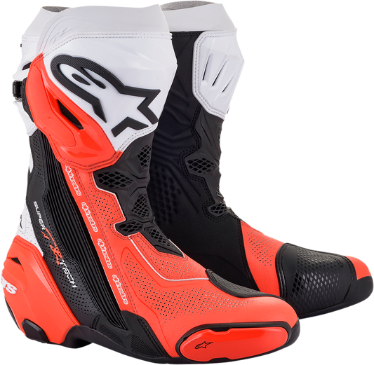 ALPINESTARS Supertech R Vented Boots - Black/Fluorescent Red/White - US 12 / EU 47 2220121-124-47