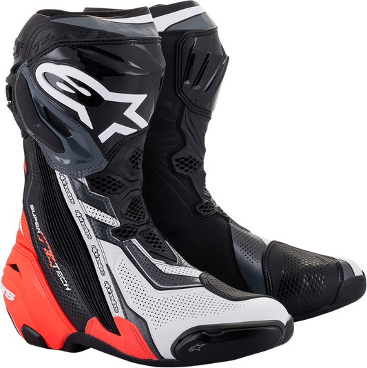 ALPINESTARS Supertech R Vented Boots - Black/Red/White/Gray - US 10.5 / EU 45 2220121-1329-45