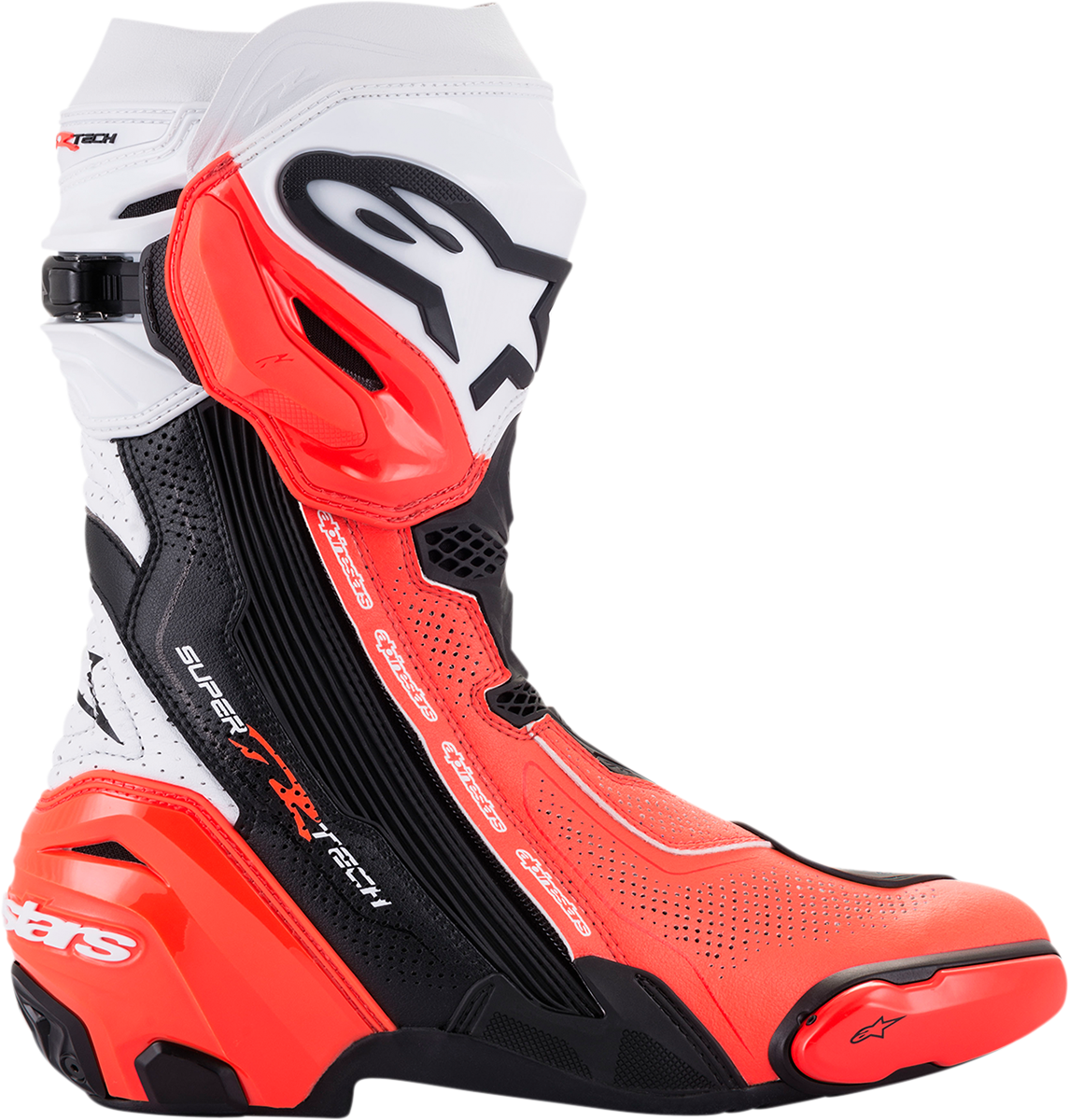 ALPINESTARS Supertech R Vented Boots - Black/Fluorescent Red/White - US 10.5 / EU 45 2220121-124-45