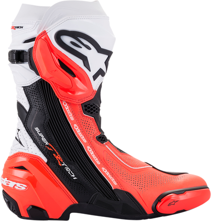 ALPINESTARS Supertech R Vented Boots - Black/Fluorescent Red/White - US 12 / EU 47 2220121-124-47