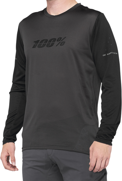 100% Ridecamp Long-Sleeve Jersey - Black/Charcoal - Large 40028-00002