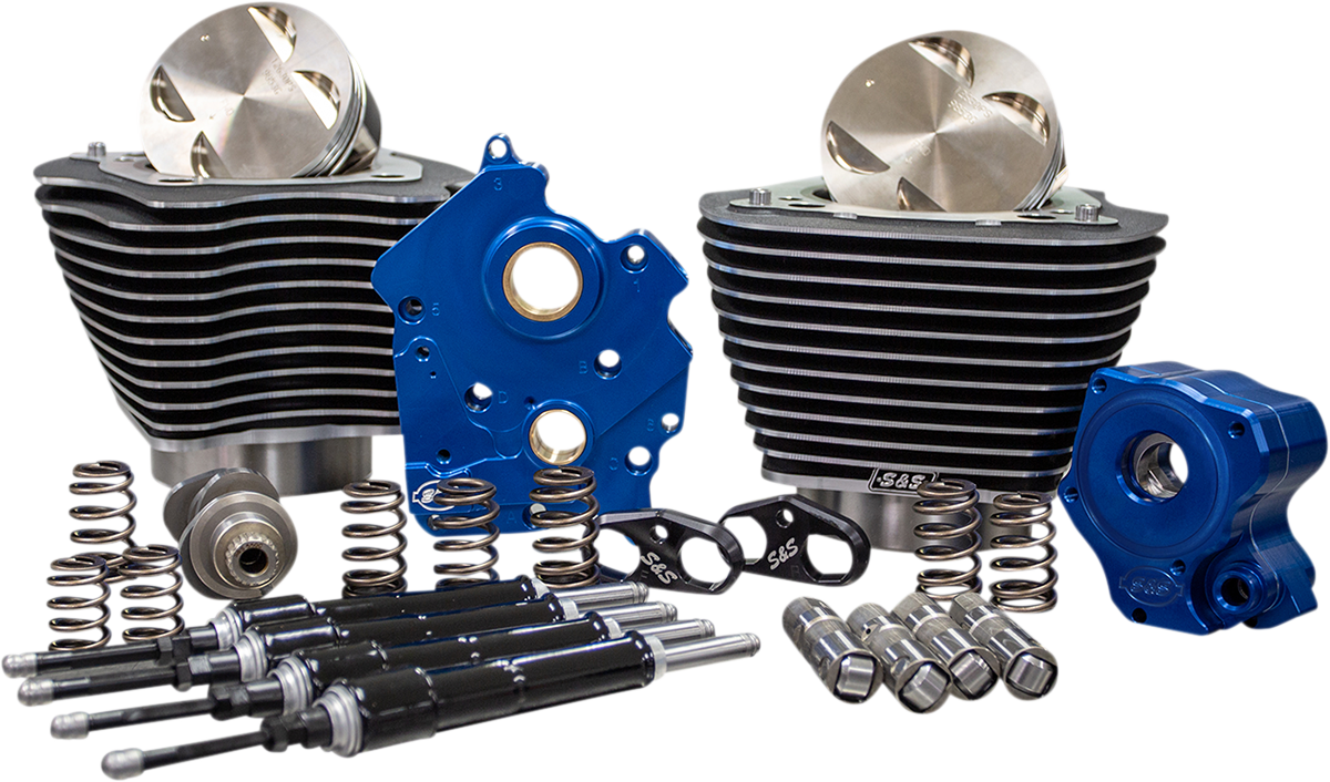 S&S CYCLE 124" Power Package - Chain Drive - Highlighted Fins - Black Pushrod Tubes - 107" M8 310-1054B