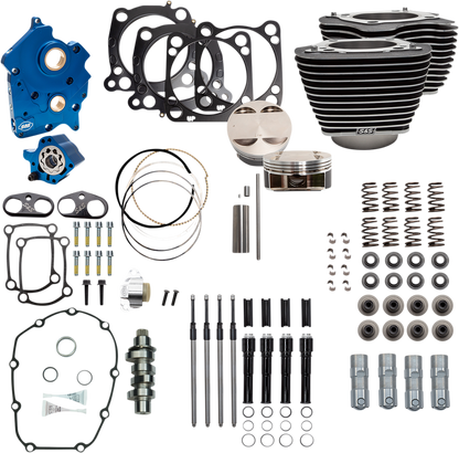 S&S CYCLE 124" Power Package - Chain Drive - Highlighted Fins - Black Pushrod Tubes - 107" M8 310-1054B