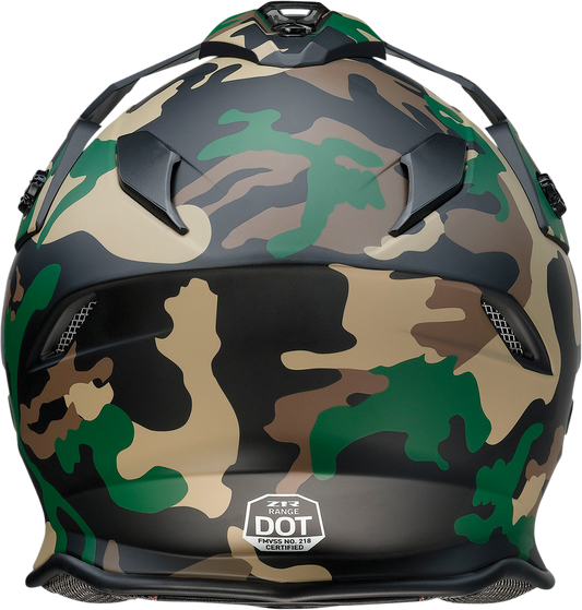 Z1R Range Woodland Camo Motorcycle Helmet 2XL with Drop-Down Sun Visor and Removable Linings