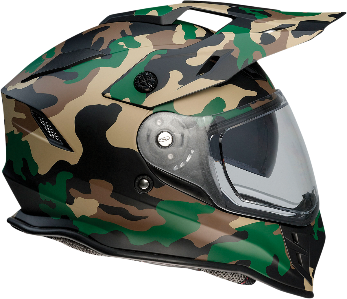 Z1R Range Woodland Camo Motorcycle Helmet 2XL with Drop-Down Sun Visor and Removable Linings