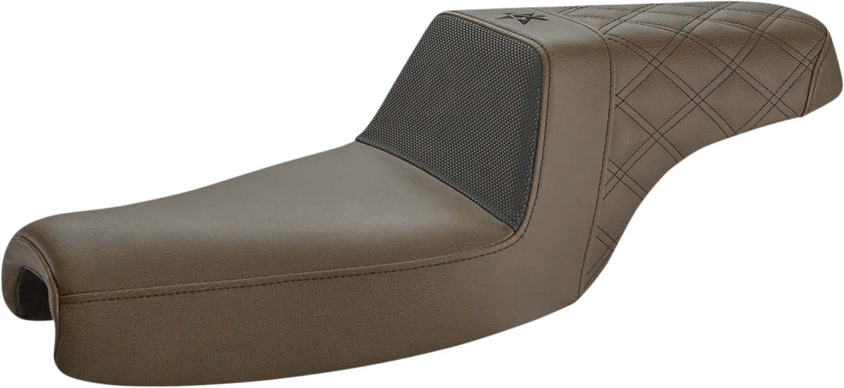 SADDLEMEN Unknown Industries Seat - Front Carbon Fiber/Black Gripper Lumbar/Rear Lattice Stitch - XL '04-'23 UN07-03-173BR