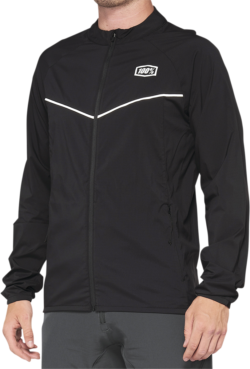 100% Corridor Stretch Windbreaker Jacket - Black - Small 40042-00000