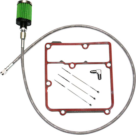 FEULING PARTS Oil Tank Breather Kit - Stainless - 99'-05' Dyna 3070