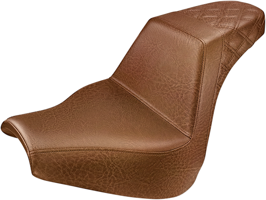 SADDLEMEN Step-Up Seat - Rear Lattice Stitch - Brown - FXBR/S '18-'20 818-31-173BR