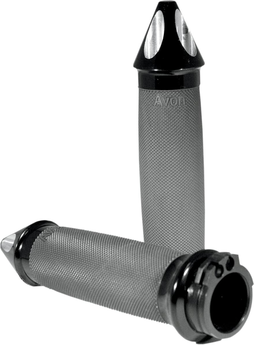 AVON GRIPS Custom Spike End Grips - TBW - Black CC-86-ANO-SP-FL