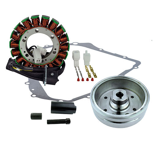RMSTATOR KIT FLYWHEEL + PULLER + STATOR + CRANKCASE COVER GASK