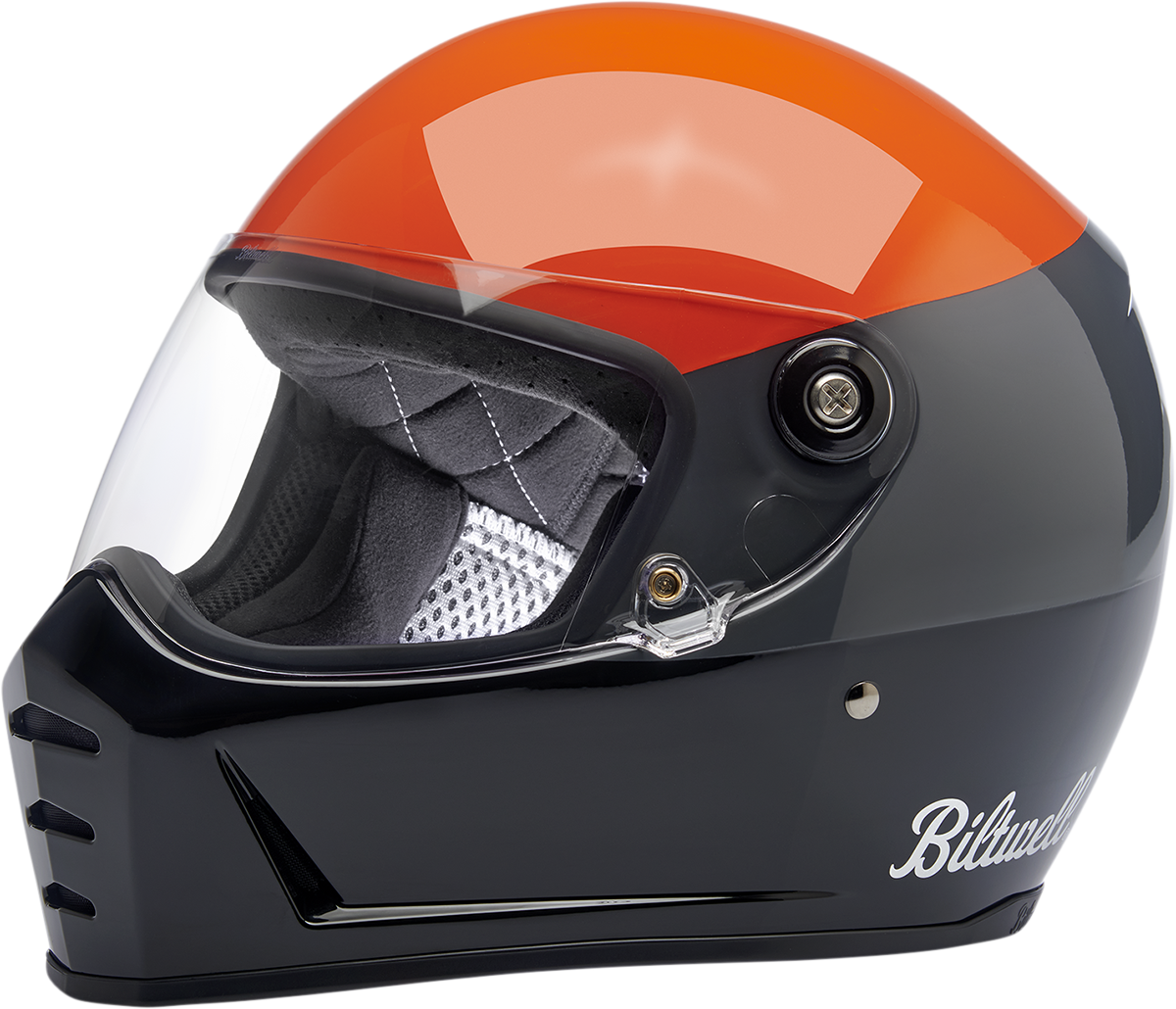 BILTWELL Lane Splitter Helmet - Podium - Gloss Orange/Gray/Black - Small 1004-550-102