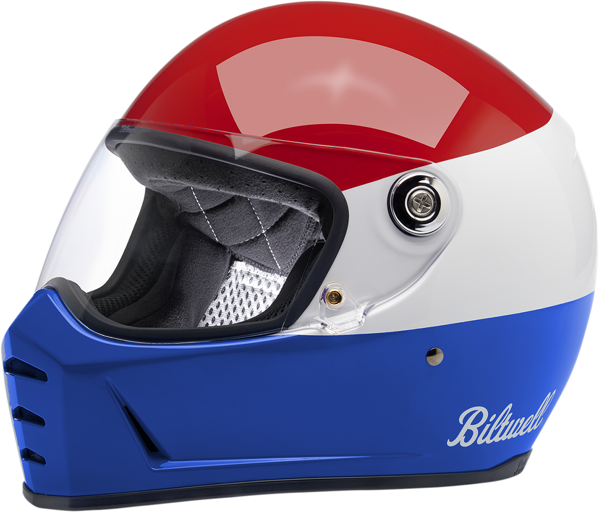 BILTWELL Lane Splitter Helmet - Podium - Gloss Red/White/Blue - Medium 1004-549-103