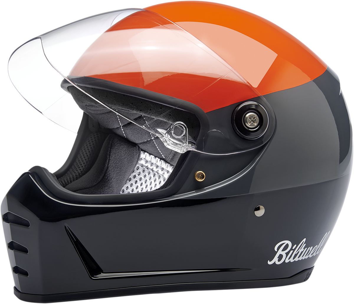 BILTWELL Lane Splitter Helmet - Podium - Gloss Orange/Gray/Black - Small 1004-550-102