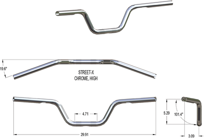 KHROME WERKS Street-X Handlebars - High Bend - Chrome 300900