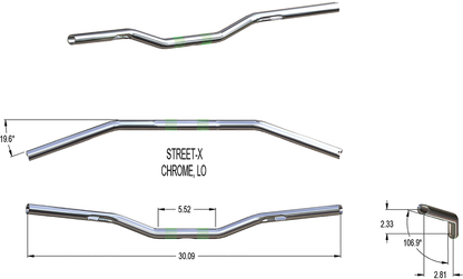 KHROME WERKS Street-X Handlebars - Low Bend - Chrome 300902