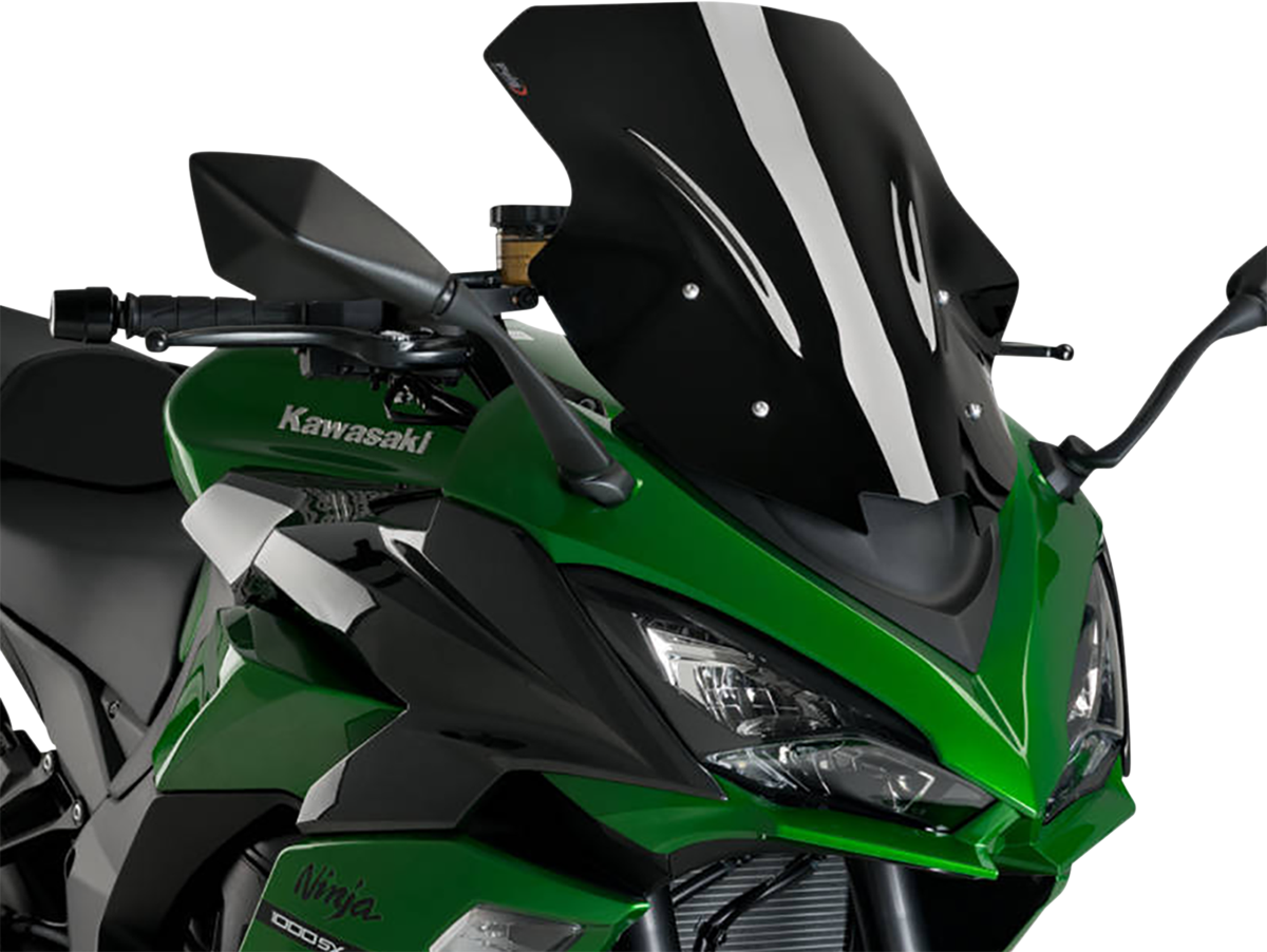 PUIG HI-TECH PARTS Race Windscreen - 18-7/8" - Black - Kawasaki 20471N
