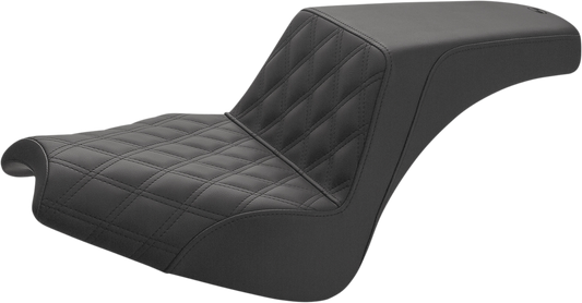 SADDLEMEN Step-Up Seat - Front Lattice Stitch/Rear Smooth - Black - Chief I21-04-172