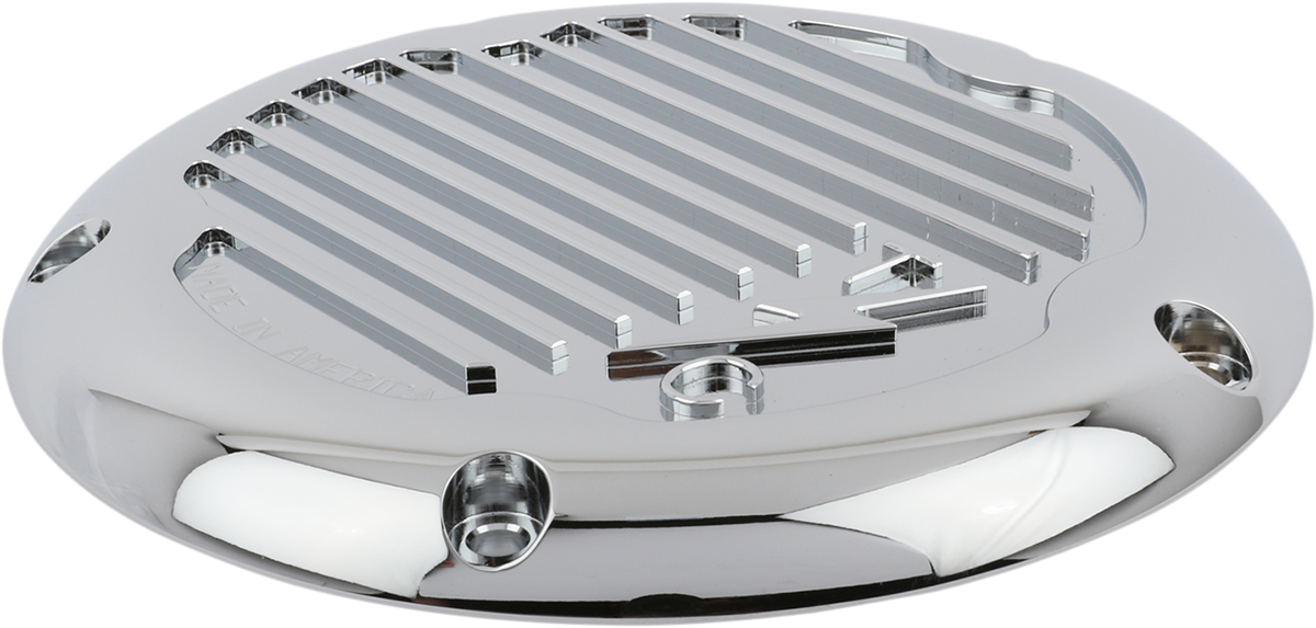THRASHIN SUPPLY CO. Derby Cover without Gasket - Finned - Chrome - 5 Hole TSC-3017-3