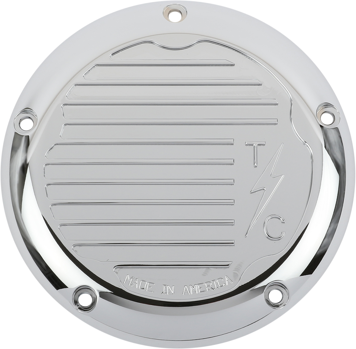 THRASHIN SUPPLY CO. Derby Cover without Gasket - Finned - Chrome - 5 Hole TSC-3017-3