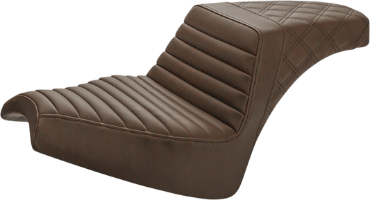 SADDLEMEN Step-Up Seat - Front Tuck-n'-Roll/Rear Lattice Stitch - Brown - Chief I21-04-176BR