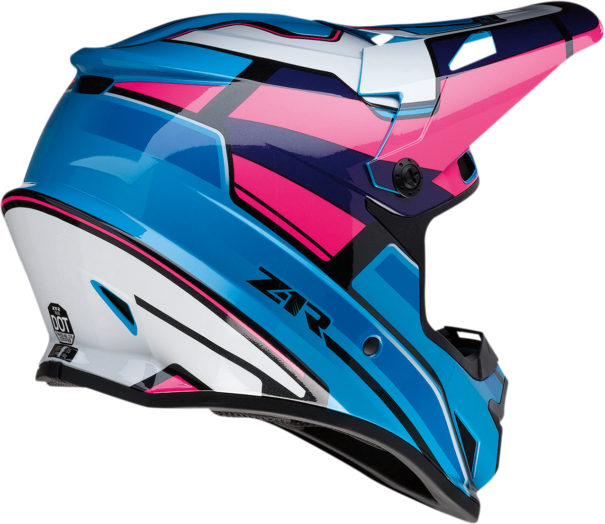 Z1R Rise Motorcycle Helmet - Pink/Blue, 4XL - Injection Molded Polycarbonate Shell and Advanced Ventilation