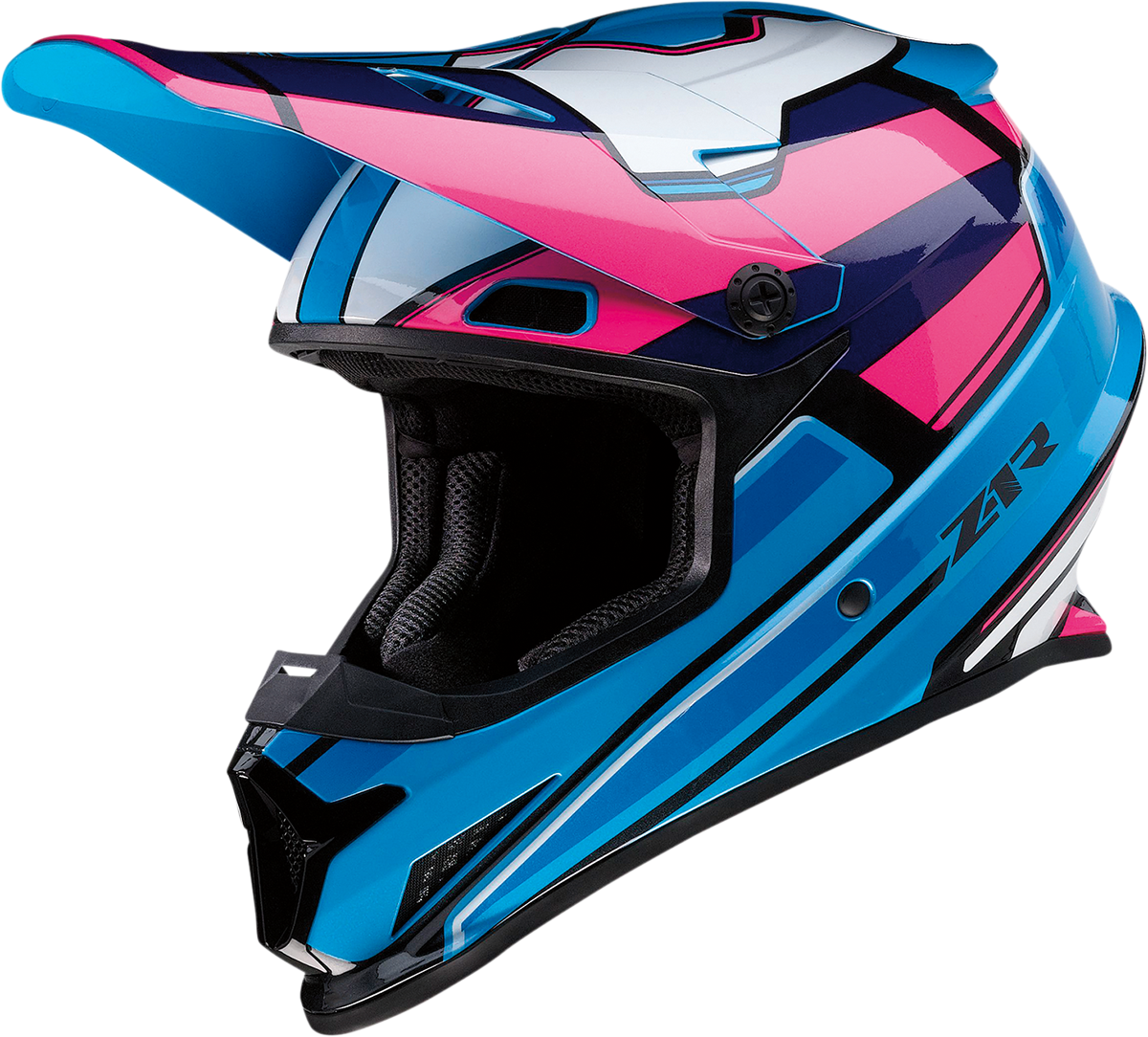Z1R Rise Motorcycle Helmet - Pink/Blue, 4XL - Injection Molded Polycarbonate Shell and Advanced Ventilation