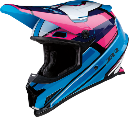 Z1R Rise Motorcycle Helmet - Pink/Blue, 4XL - Injection Molded Polycarbonate Shell and Advanced Ventilation