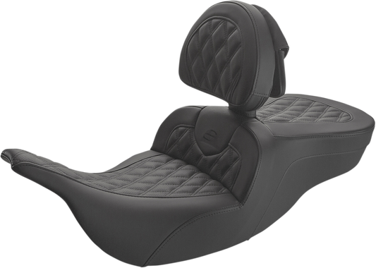 SADDLEMEN Roadsofa™ Lattice Stitched Seat - w/ Driver Backrest - Black 897-07-182BR
