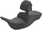 SADDLEMEN Roadsofa™ Lattice Stitched Seat - w/ Driver Backrest - Black 897-07-182BR