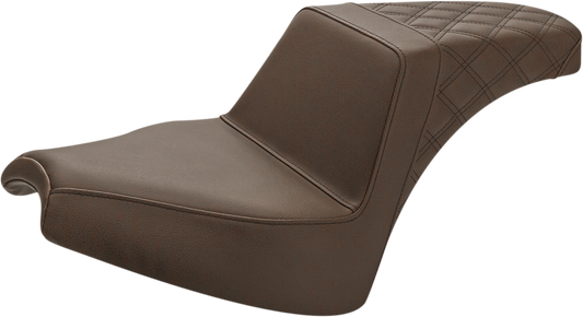 SADDLEMEN Step-Up Seat - Front Smooth/Rear Lattice Stitch - Brown - Chief I21-04-173BR