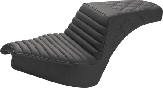 SADDLEMEN Step-Up Seat - Front Tuck-n'-Roll/Rear Lattice Stitch - Black - Chief I21-04-176