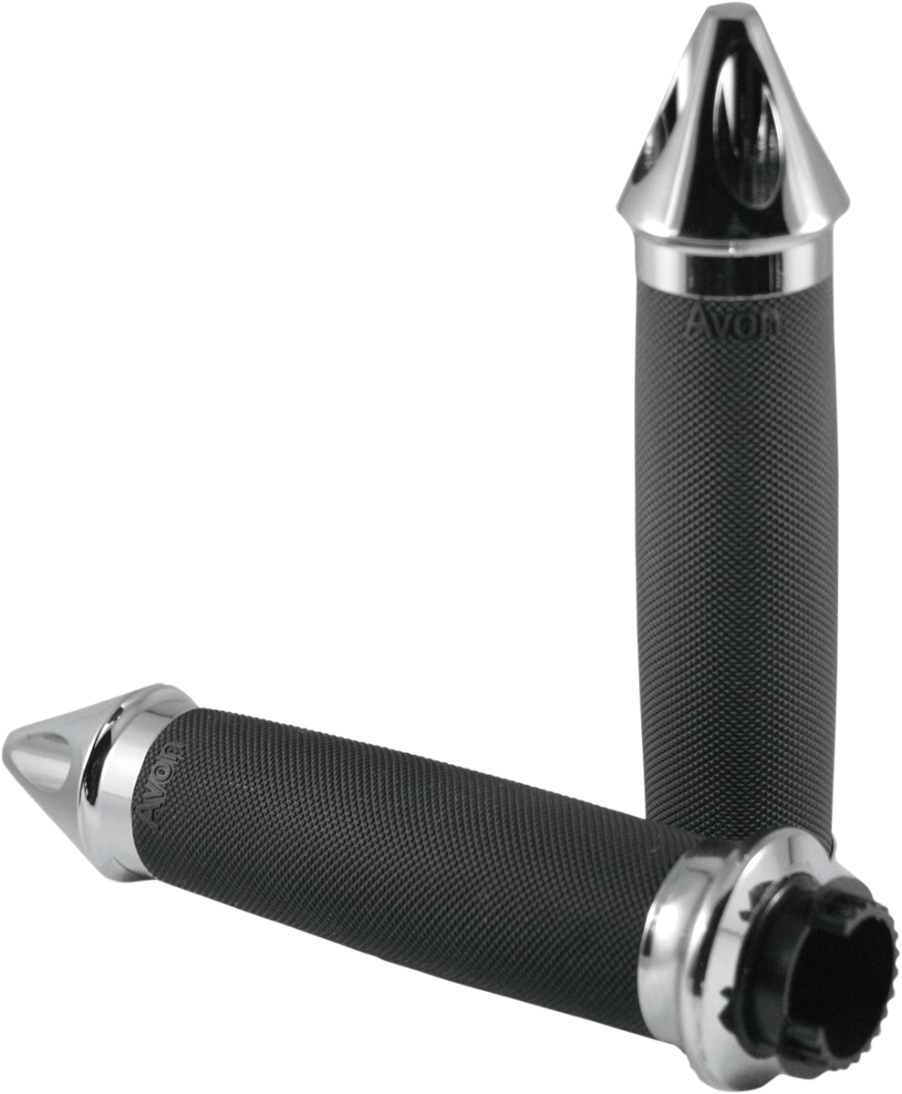 AVON GRIPS Custom Spike End Grips - Touring - Chrome MT-CC-85-CH-SPK