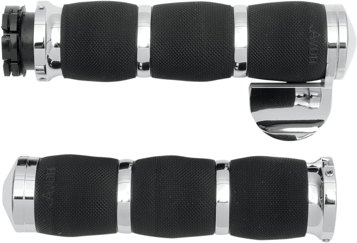 AVON GRIPS 3-Ring Air Cushioned Grips - Throttle Boss - Chrome MT-AIR-90-CH-B