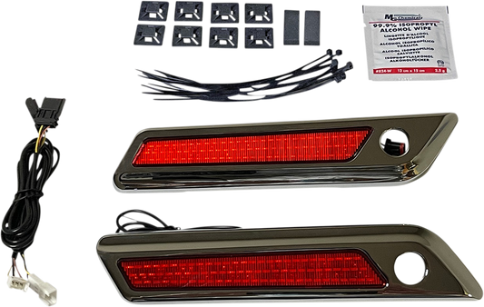 CUSTOM DYNAMICS Latch Light - Saddlebag - Red - Chrome CD-SBL-BCM-RC
