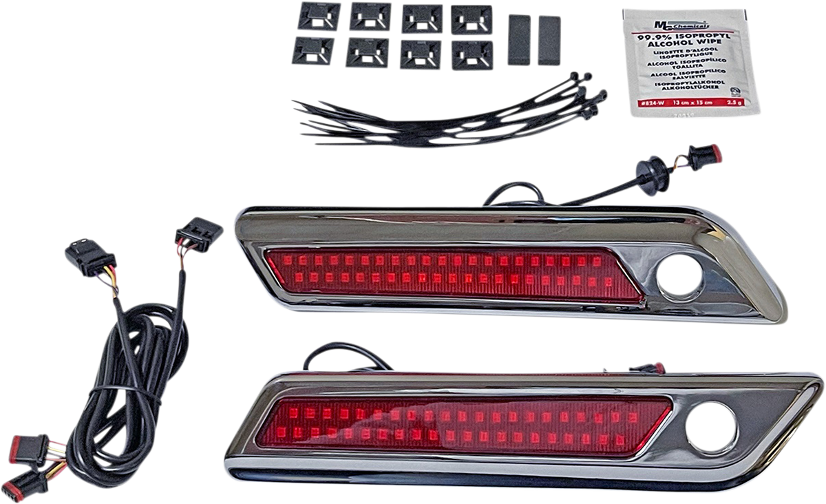 CUSTOM DYNAMICS Latch Light - Saddlebag - Dual Color - Red - Chrome CD-SBL-DC-RC