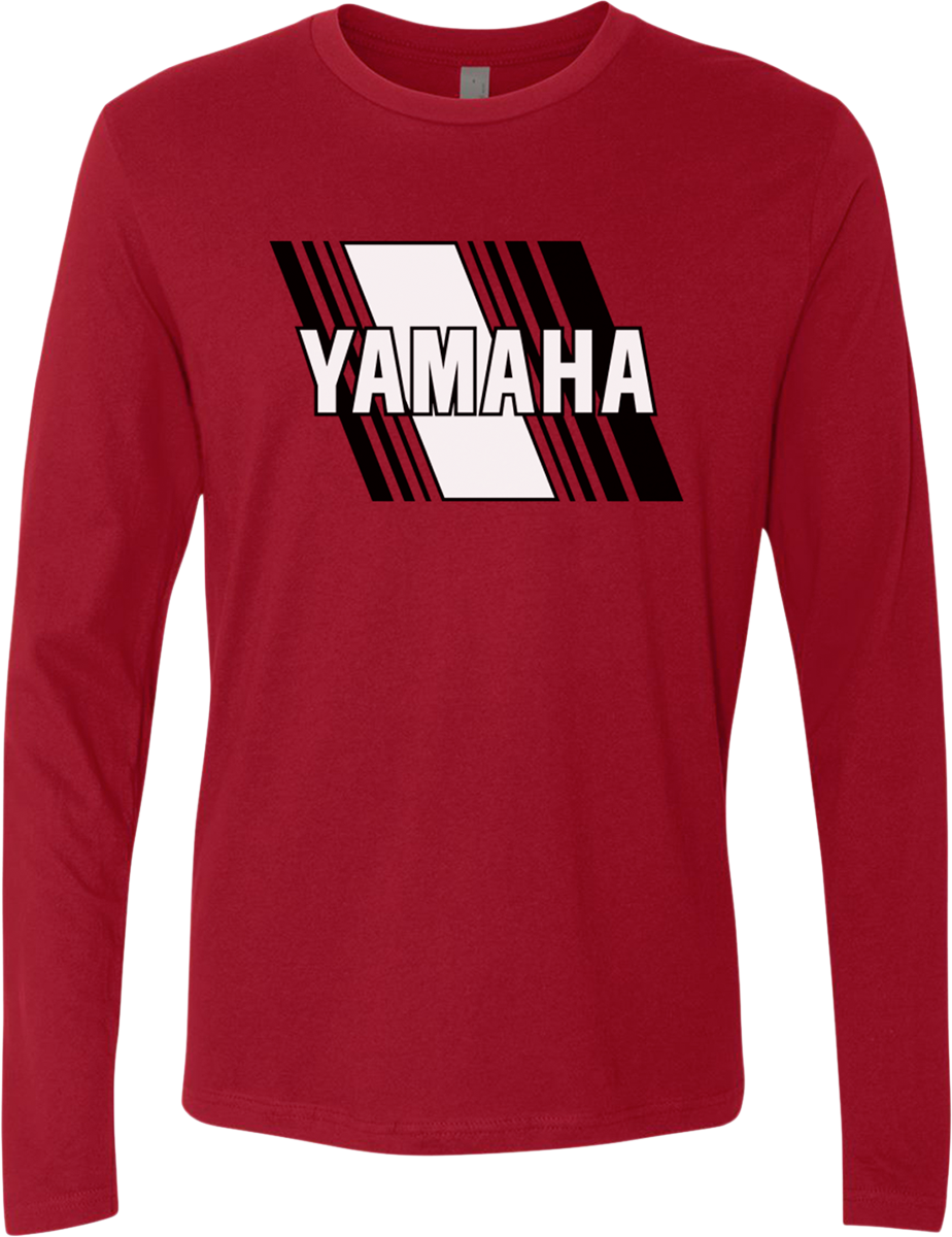 Yamaha Heritage Diagonal Long-Sleeve T-Shirt - Red, Medium - Yamaha Apparel NP21S-M3119-M